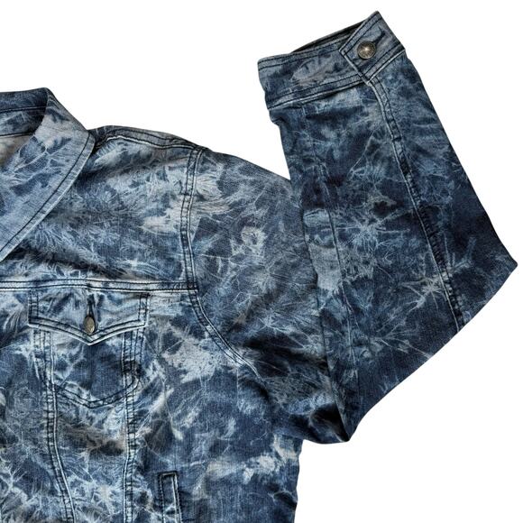 Torrid Tie Dye Womens Blue Denim Jacket Plus Size 3X 22-24 Trucker Casual Hippie - Picture 3 of 13